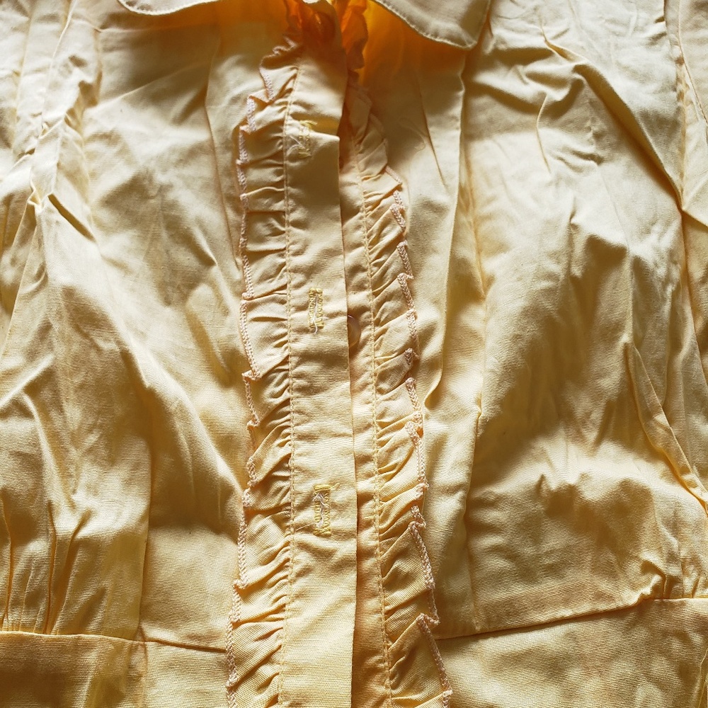 Yellow Ruffle Button Down Blouse - Picture 3 of 5